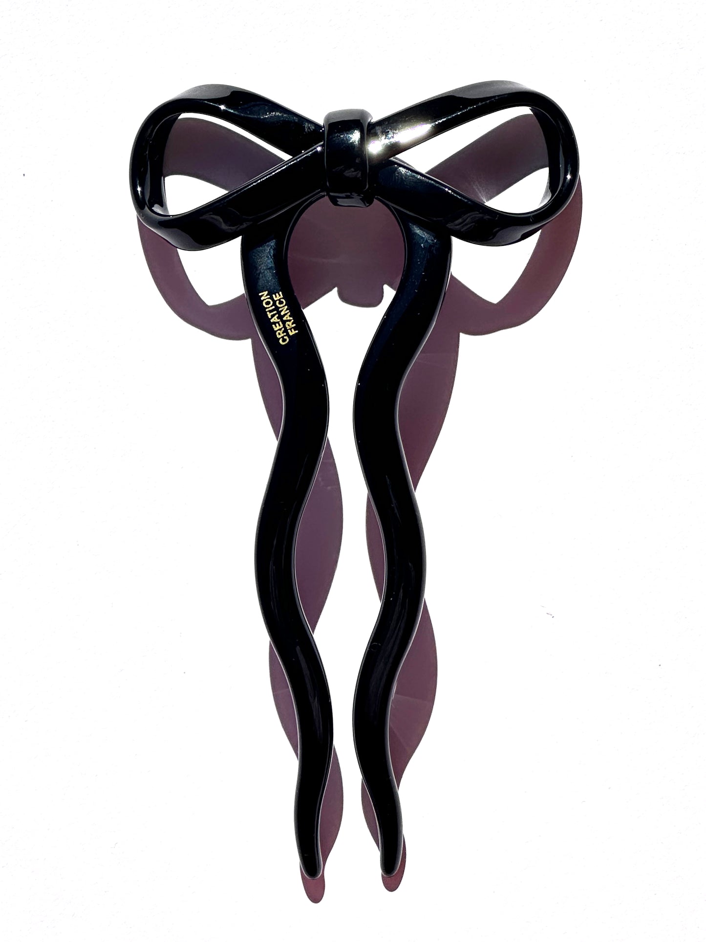 Ribbon Hair Pin in Glossy Onyx