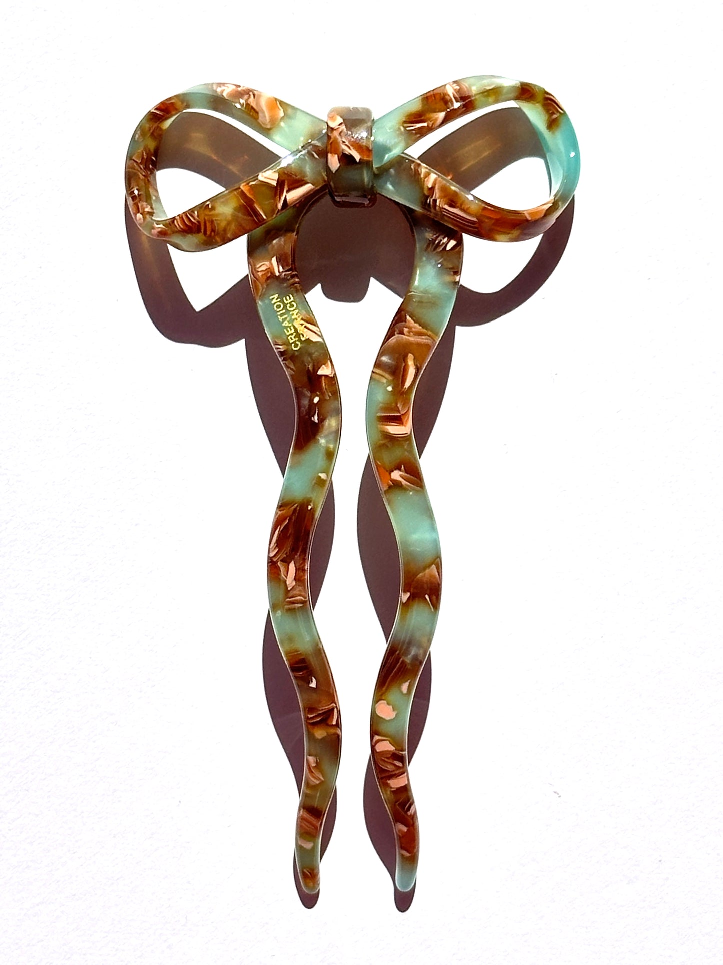 Ribbon Hair Pin in Sea Glass Tortoiseshell