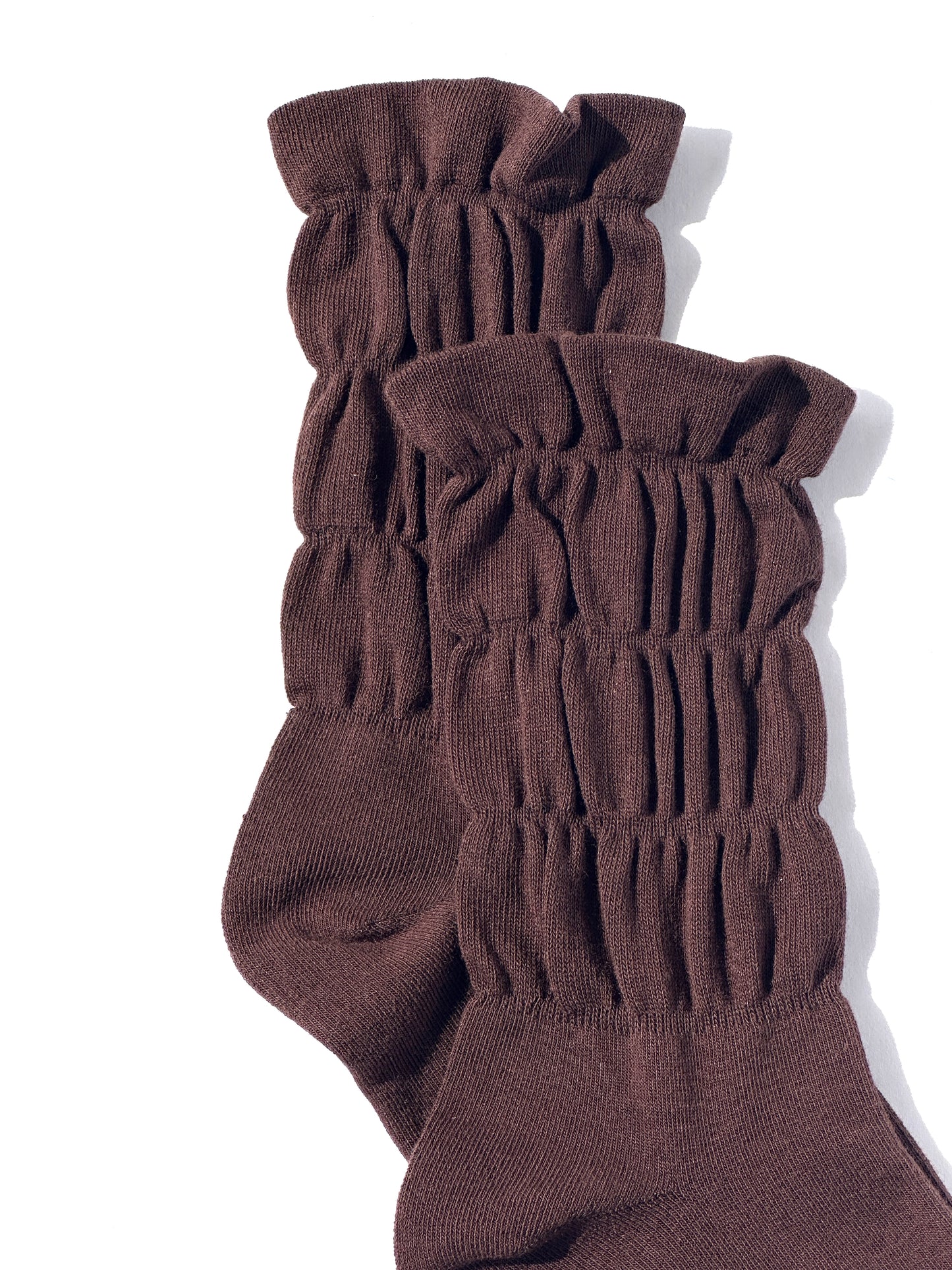 Smocked Ruffle Sock in Brown