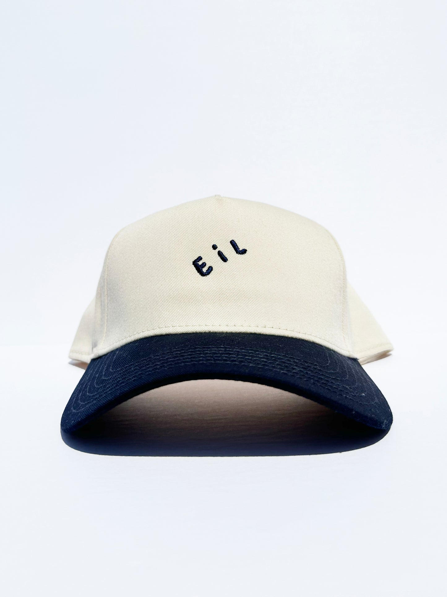 Twisted E i L Logo Snapback Hat in Natural w/ Vintage Navy