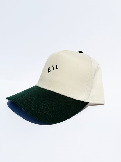 Twisted E i L Logo Snapback Hat in Natural w/ Vintage Green