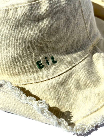 E i L Logo Wire Brimmed Hat in Ivory Canvas