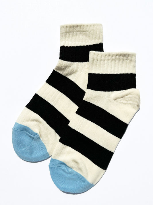 Stripey Low Ankle Sock in Black Stripes