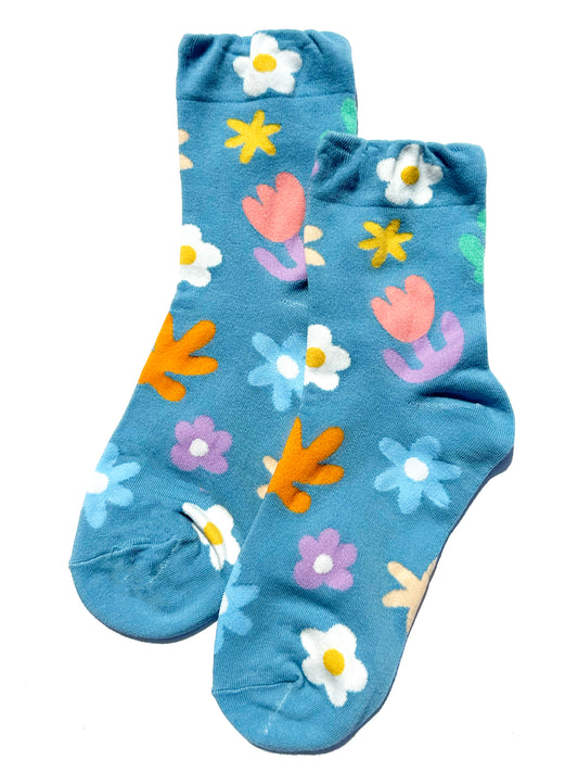 Summer Bloom Sock in Rocky Blue