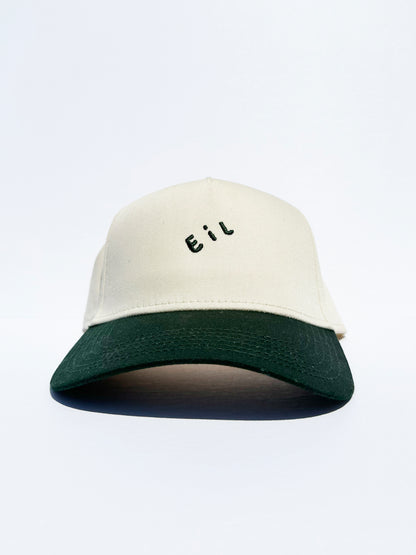 Twisted E i L Logo Snapback Hat in Natural w/ Vintage Green