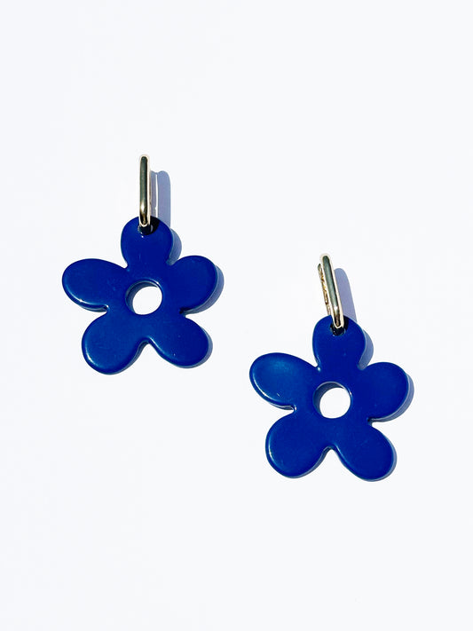 Daisy Dropdown Earrings in Navy