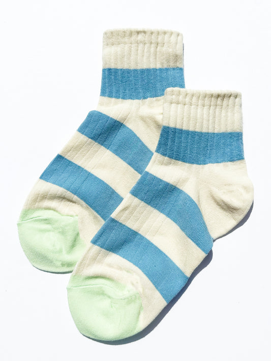 Stripey Low Ankle Sock in Sky Blue Stripes