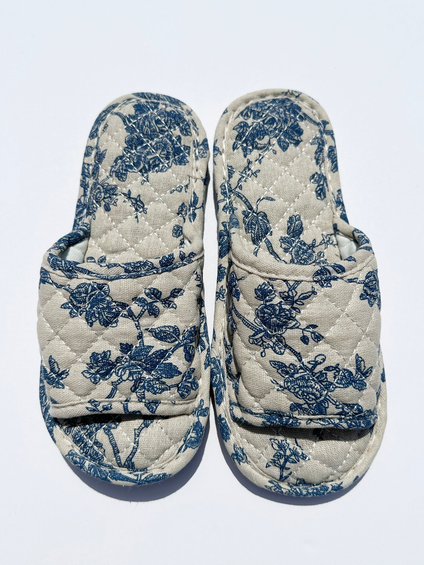 Floral House Slippers in Blue Floral